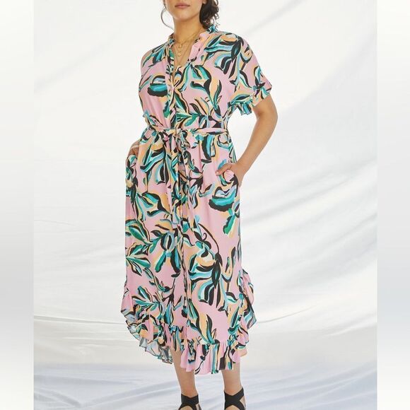 Anthropologie Corey Lynn Calter Ruffled Maxi Shirtdress Small - Picture 1 of 14